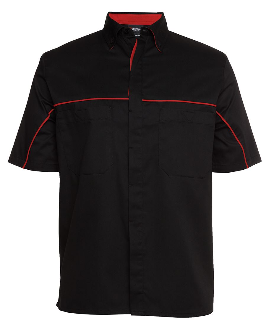 Customised Pit Crew Shirt Black / Red Piping