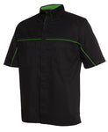 Customised Pit Crew Shirt Black / Green Piping