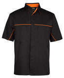 Customised Pit Crew Shirt Black / Orange Piping