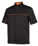 Customised Pit Crew Shirt Black / Orange Piping