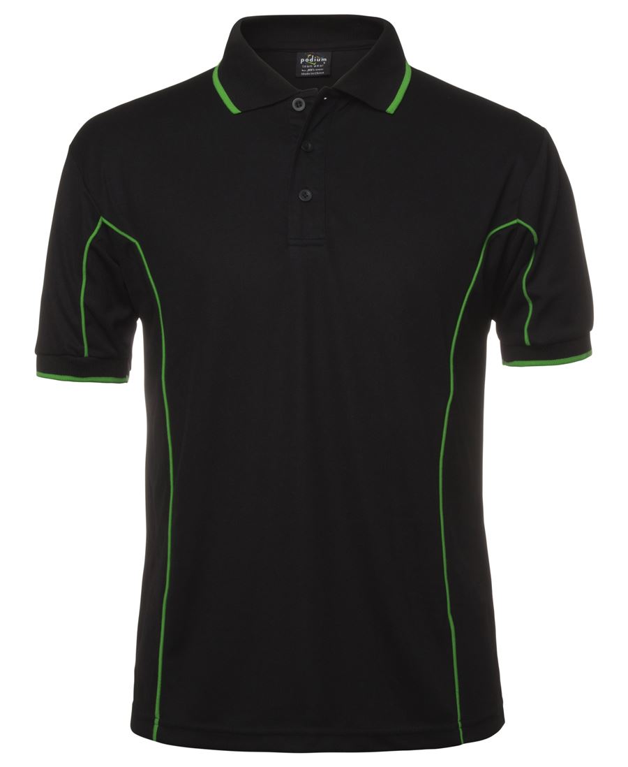 Custom Polo Shirt Black / Green Piping