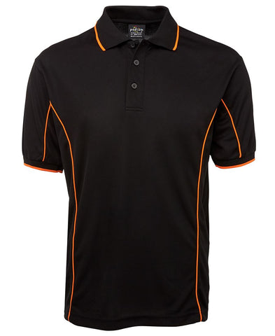 Custom Polo Shirt Gunmetal Grey / Orange Piping