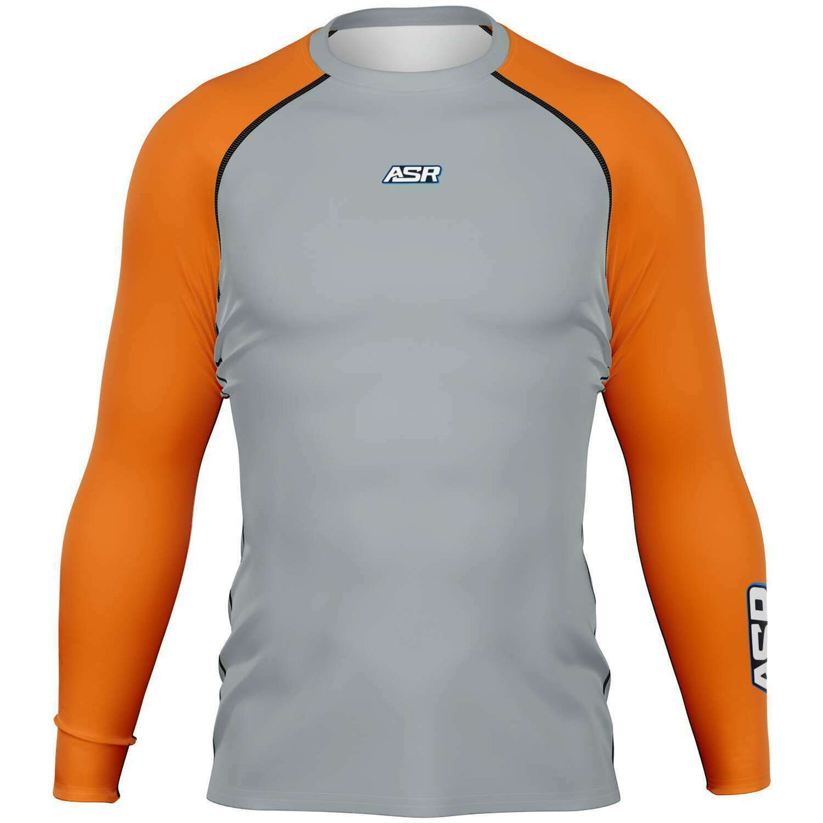 ASR Grey / Orange Sleeves Performance Compression Top – asracewear