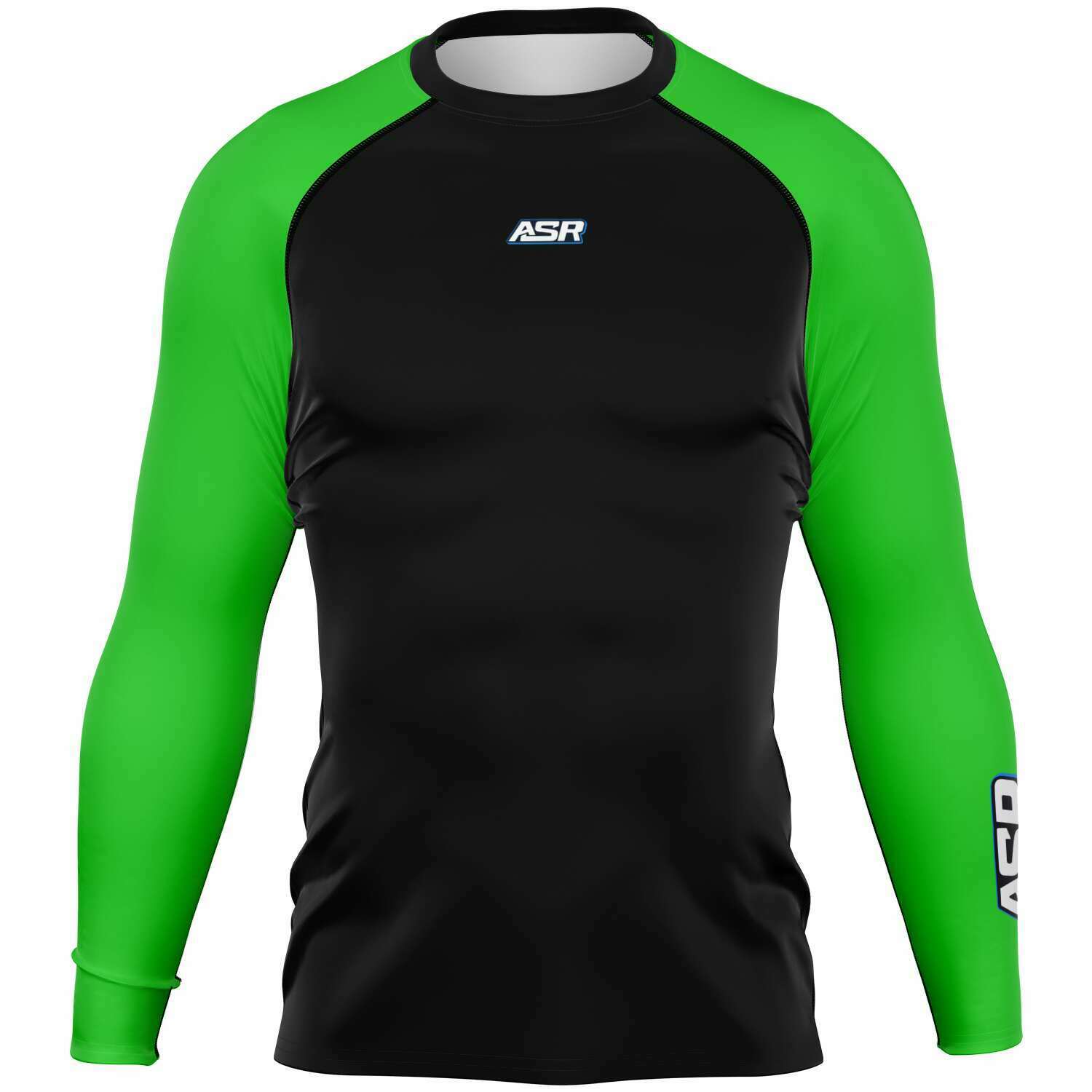 ASR Black / Green Sleeves Performance Compression Top - asracewear