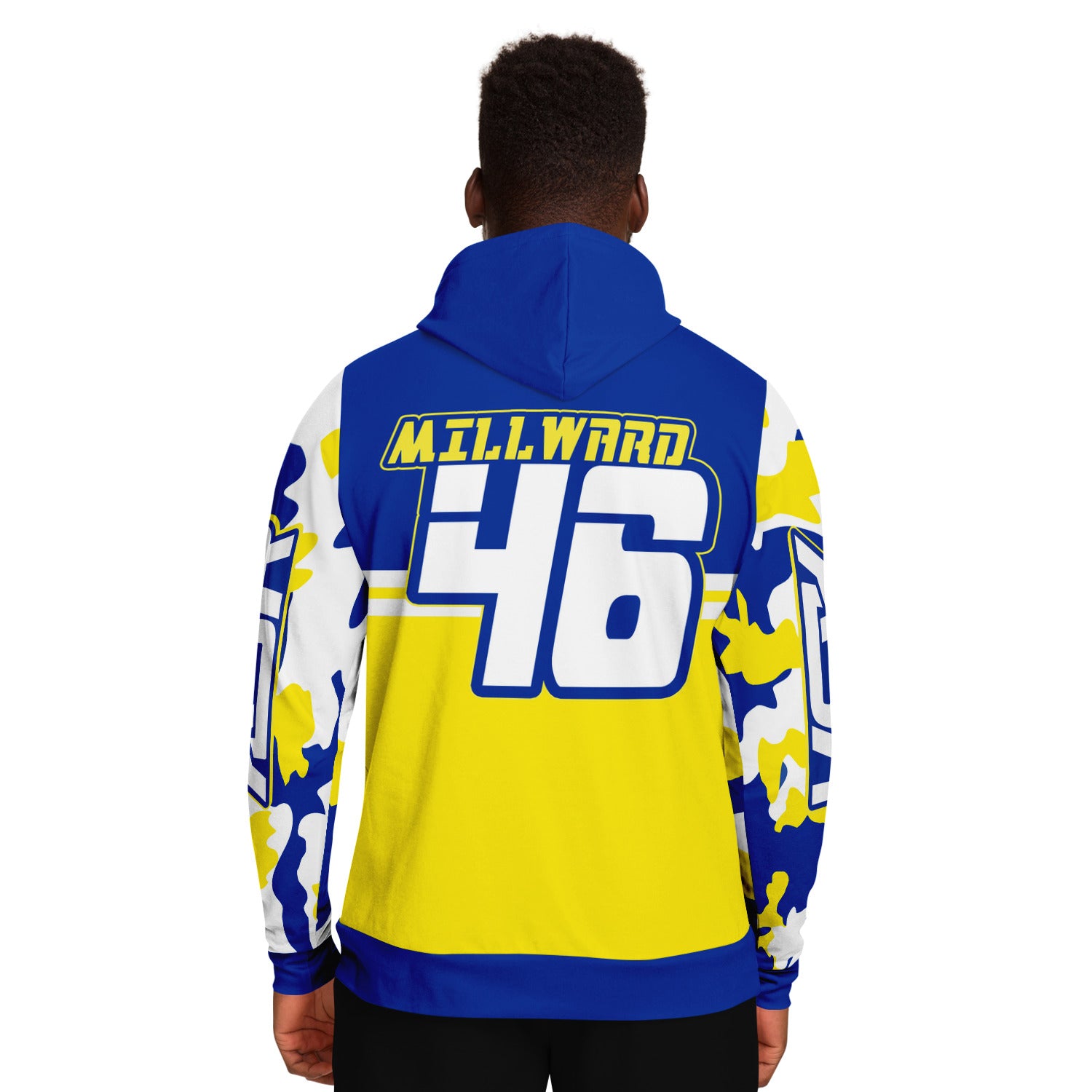 ASR Yellow / Blue Camo Sleeved Hoodie FREE Name & Number