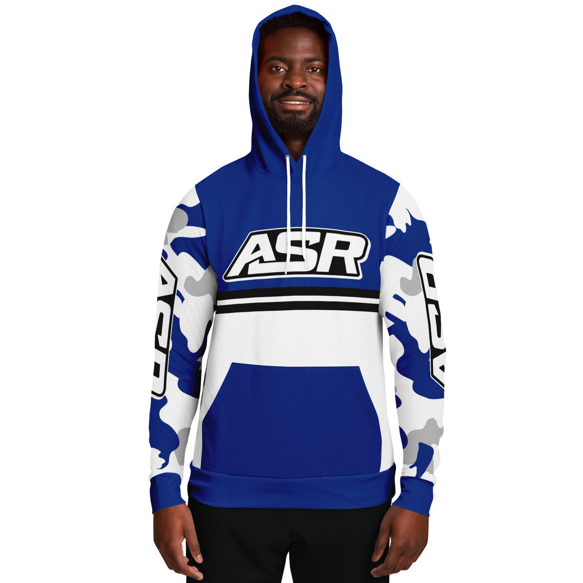ASR Blue White Camo Sleeved Hoodie FREE Name Number asracewear