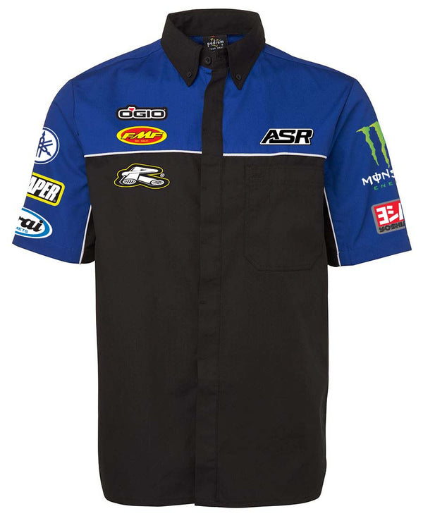 Customised Pit Crew Shirt Blue Black asracewear